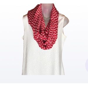 red and white scarf with secret compartment for cash or card infinity scarf